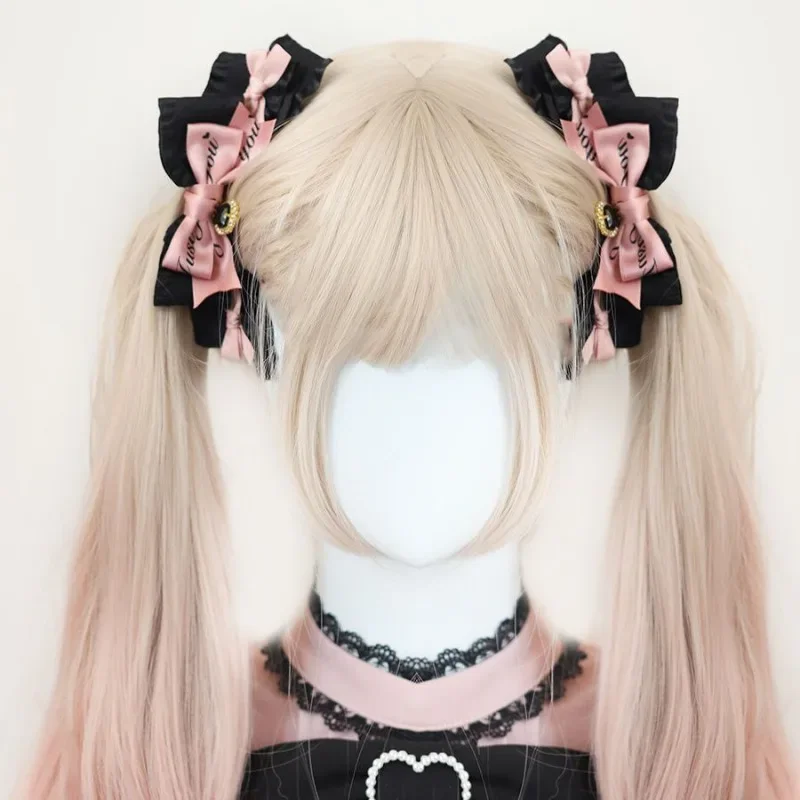 Lei Style Headwear Black Bow Hair Clip Japanese Style Sweet and Cool Handmade Hair Accessory Lolita Headwear