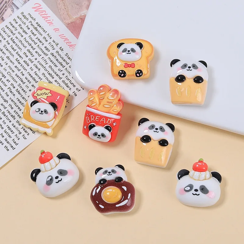 10pcs/lot Panda Cake Candy Flatback Resin Cabochons Scrapbooking For Phone Case Decoration Crafts DIY Dollhouse Accessories