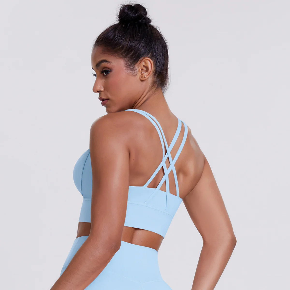 

Женский спортивный бюстгальтер для бега, противоударный бесшовный топ для йоги с перекрещивающейся спиной, нижнее белье для фитнеса, бюстгальтер