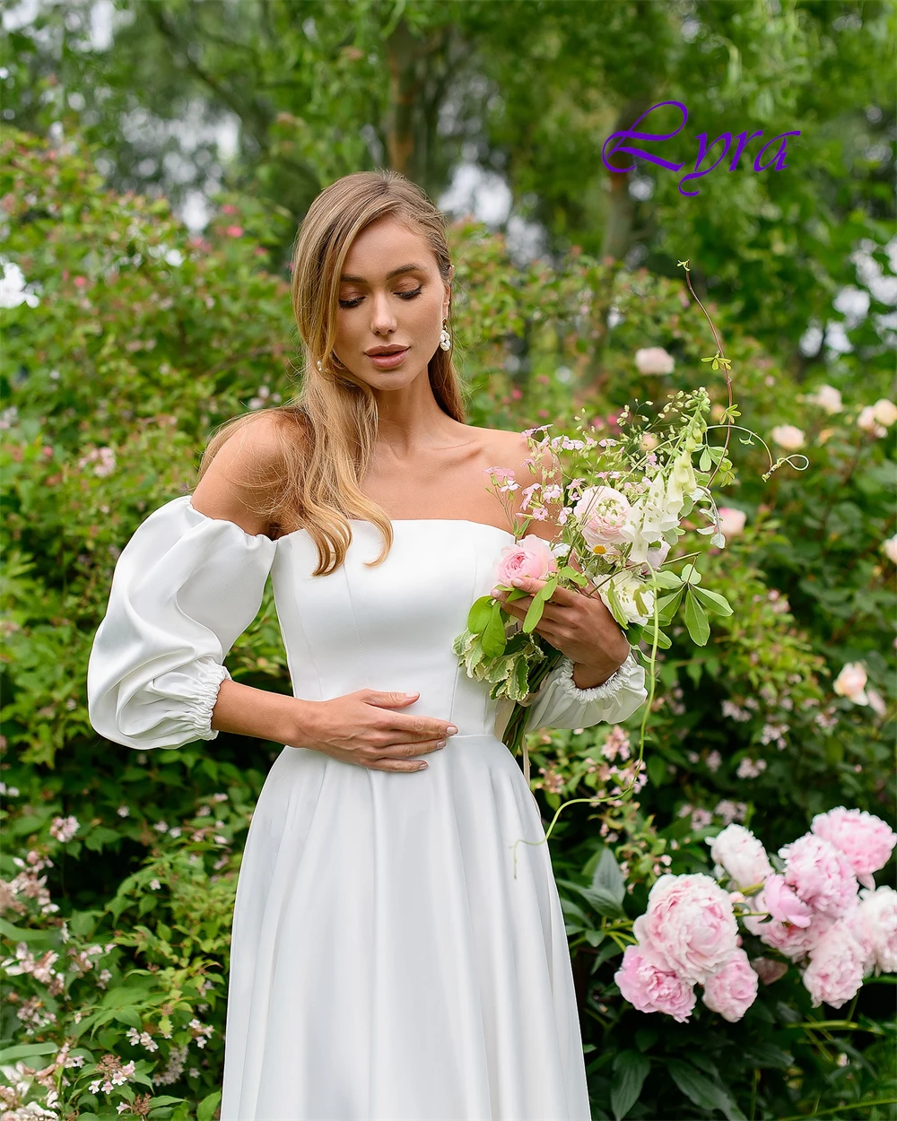 

Customized Elegant Boat Neck Evening Dress and Classic Satin Special Occasion Gowns and Delicate 3/4 Sleeves Prom Dresses