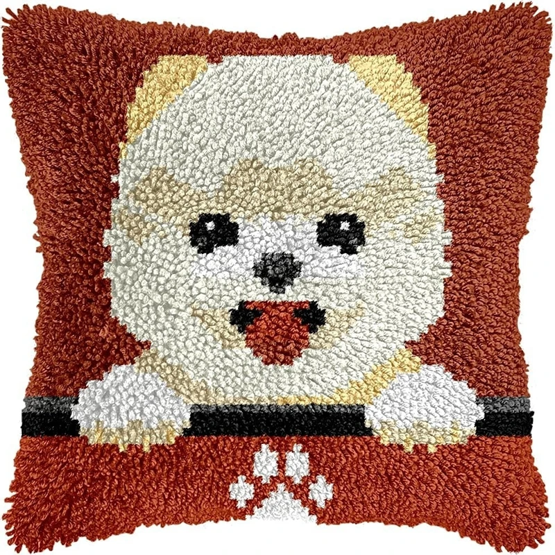 Animal Smyrna Latch Hook Pillow Carpet Embroidery Do-It-Yourself Squirrel Carpet Cushion Button Package Latch Hook Rug Kits Deco