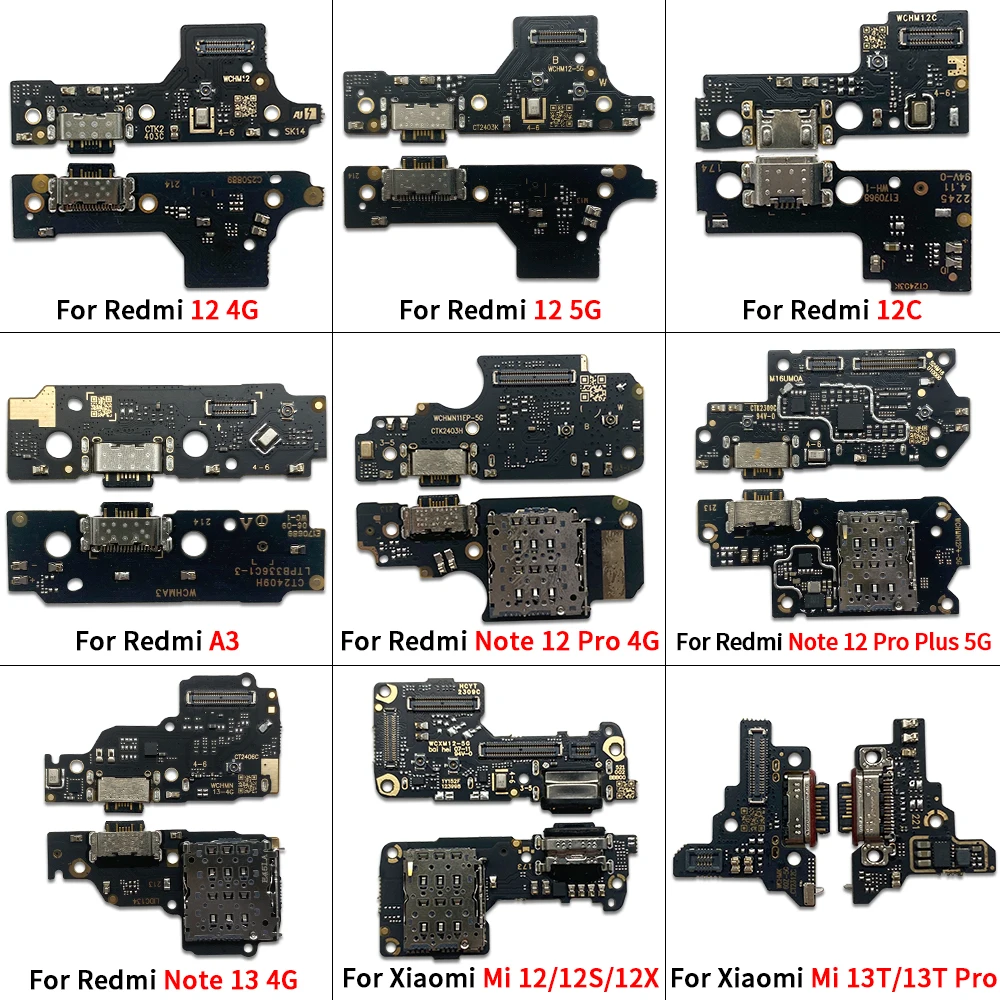 New For Xiaomi Redmi 12 4G 5G 12C A3 Note 12 13 Mi 12 13T Poco C61 X4 Pro 5G USB Charging Port Dock Charger Plug Connector Board