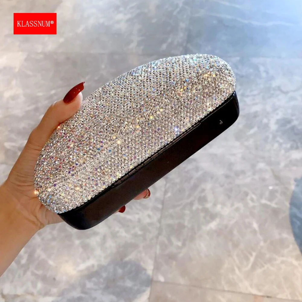 KLASSNUM Rhinestone Glitter Luxury Glasses Case Women Sparkling Sunglasses Box Bling Crystal Orgenizer Pressure Container New In