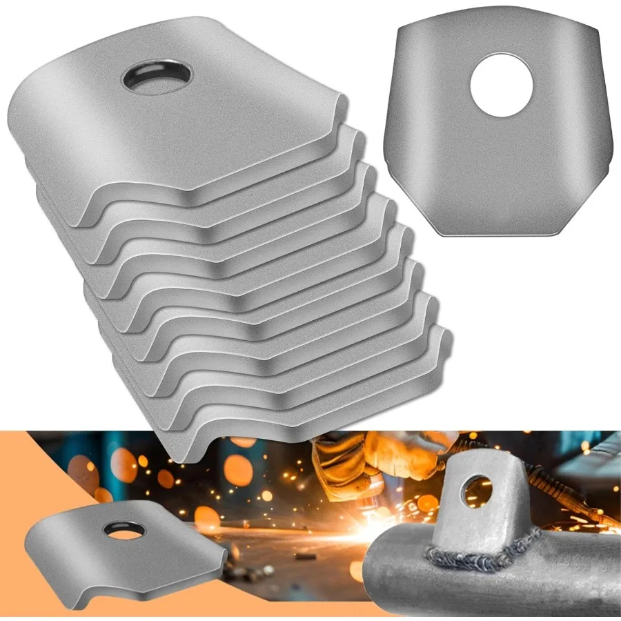 Trick Tabs Weld Tabs Universal Soldadura en pestañas con orificio de 3 y 8". 1 8" de espesor 13 4" de ancho ala 13 4" de longitud Paquete de 9