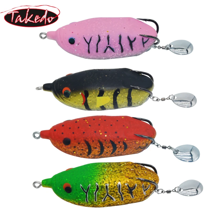Takedo lw029 artesanal baixo cobra cabeça sapo isca de pesca macio oco corpo pesca sapo isca topwater wobblers minnow crankbaits