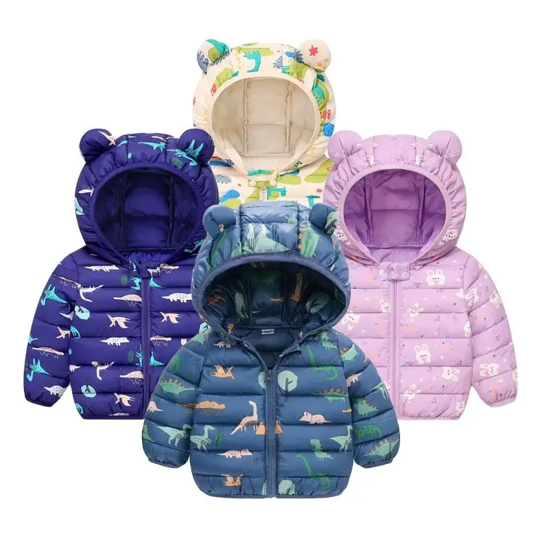 2024 Autumn/Winter Children\'s Down Coat Boys and Girls Cartoon Rabbit Hooded Coat Infant Zipper Warm Coat 0-5 Years Old