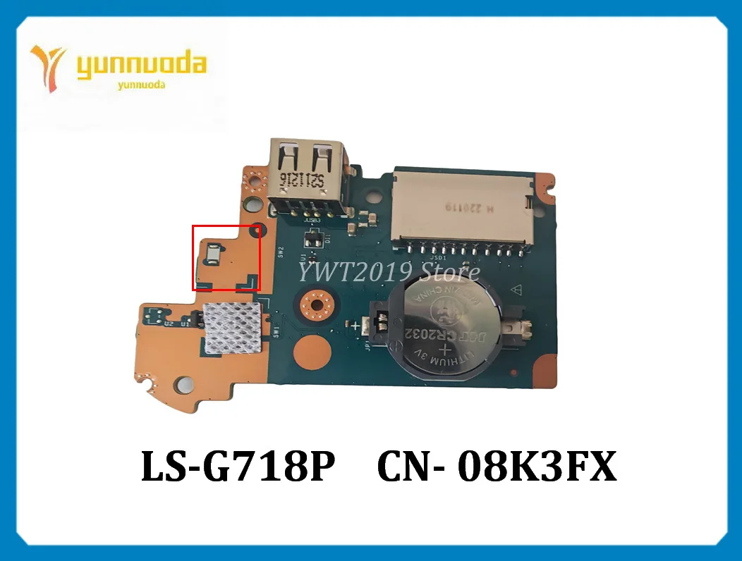 LS-G718P 08K3FX  for Dell Inspiron 5493 5593 3401 3501 USB small board FDI45 LS-G718P 08K3FX tested good
