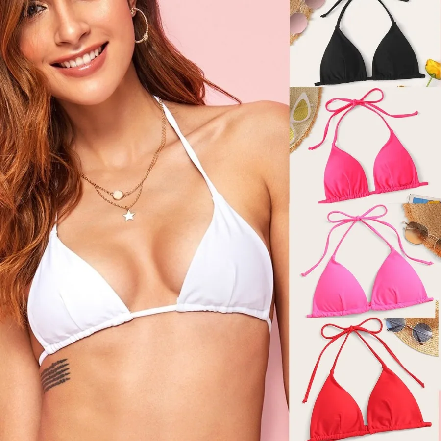 Preparation 1 Fashion bikini black solid color single top lace swimsuit women's fashionable beach Europe and America AliExpress