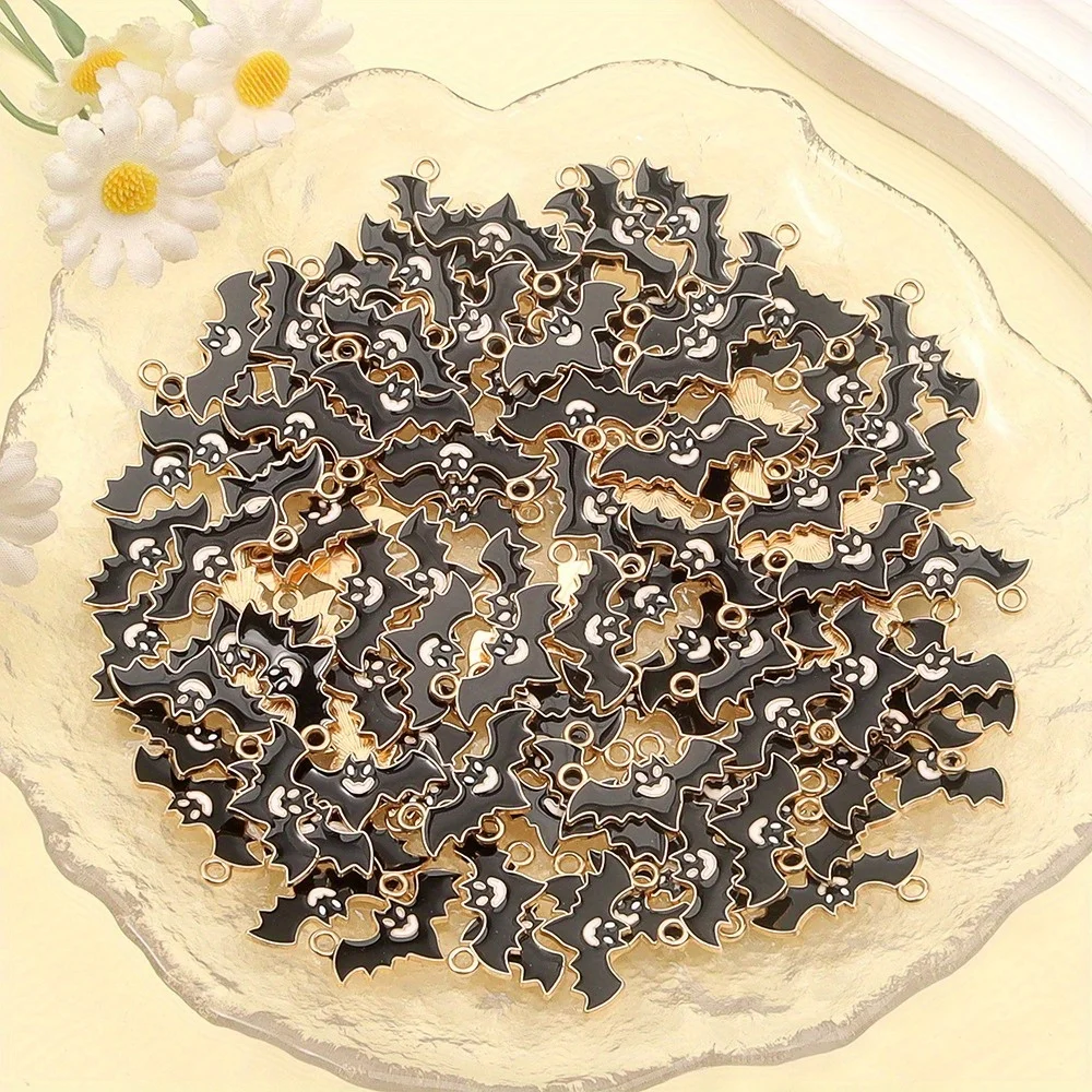 8/17/27pcs Black Bat-shaped Decorative Pendant, DIY Earrings Necklace for Valentine's Day Halloween Gift Decoration Accessories
