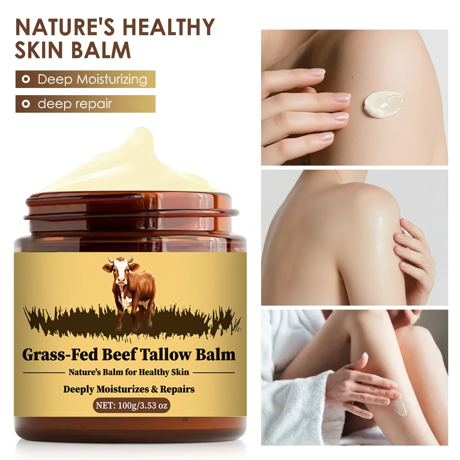 Beef Tallow Face Cream Facial Elasticity Nourishing Smooth  Facial Skin Firming Increase Lasting Moisturizing Soothing Skin Care