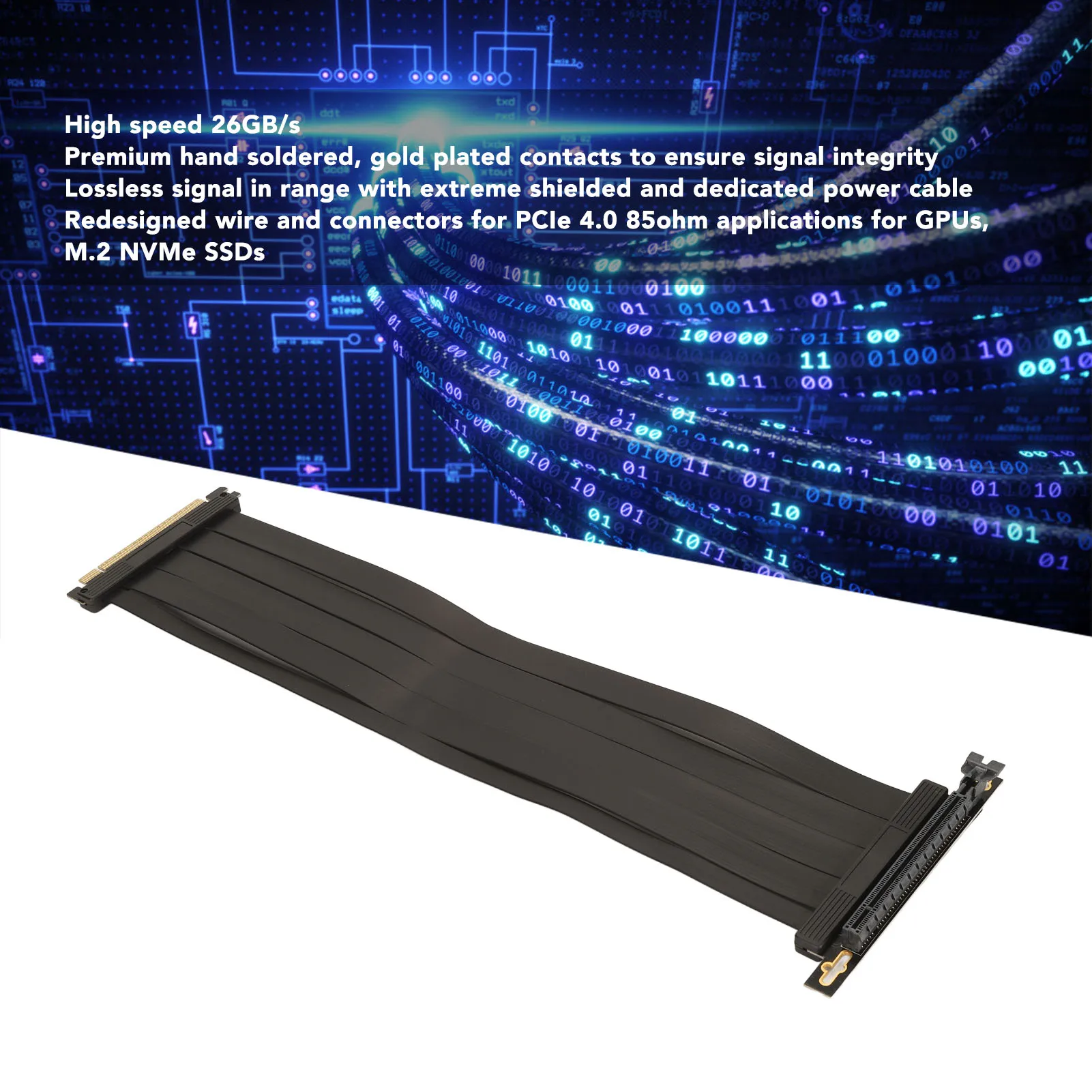 PCIE 4.0 X16 Riser Cable GPU Extension Cable Flexible 90 Degree Connector Prevent Interference for Z690 for B550 for RTX4090