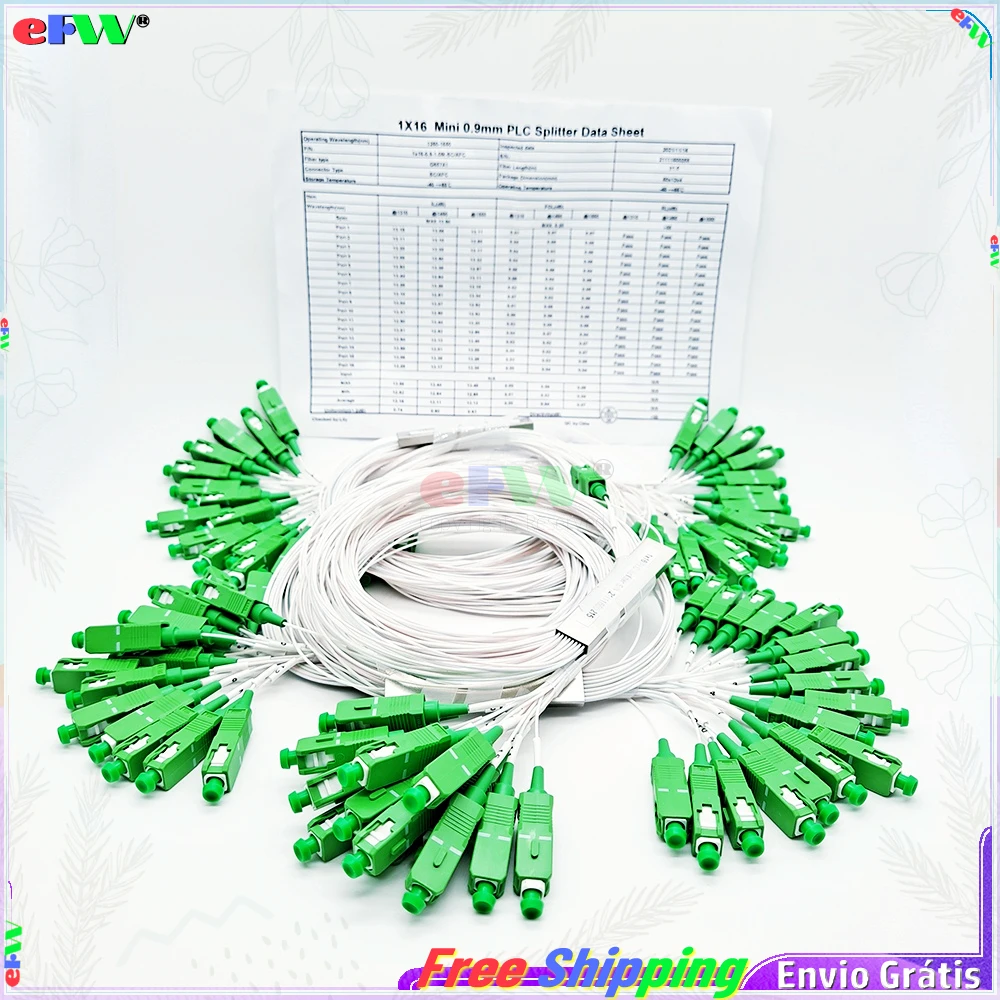 Imagem -05 - Mini Separadores Óticos sc Apc 0.9 mm Cor da Mistura Fbt Acoplador Óptico 1x16 Adaptador 1-a16 Ftth Fibra Divisor 100 Peças Lote 1*16