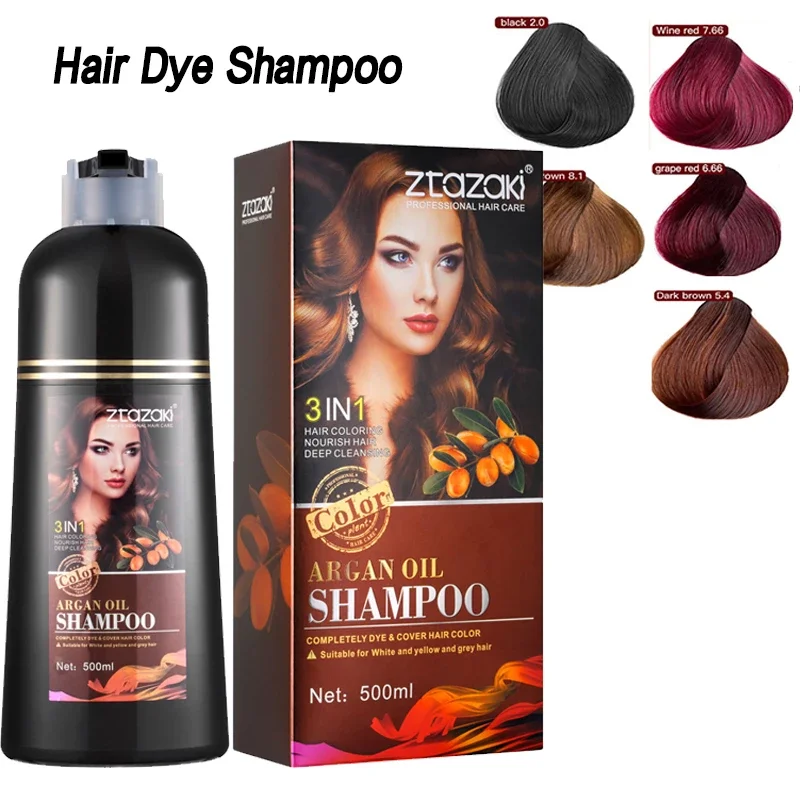 Unisex Mokeru 500ML 5 Minute Fast Dye Hair Natural Organic Long Lasting Fast Permanent Hair Dye Shampoo No Chemical Components