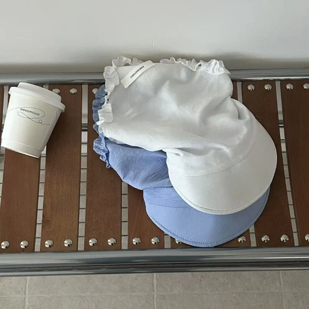 

Cotton Duckbill Turban Hat Adjustable Ruffled Edge Headscarf Baseball Cap Korean Style UV Protection Popular Baseball Hat Summer