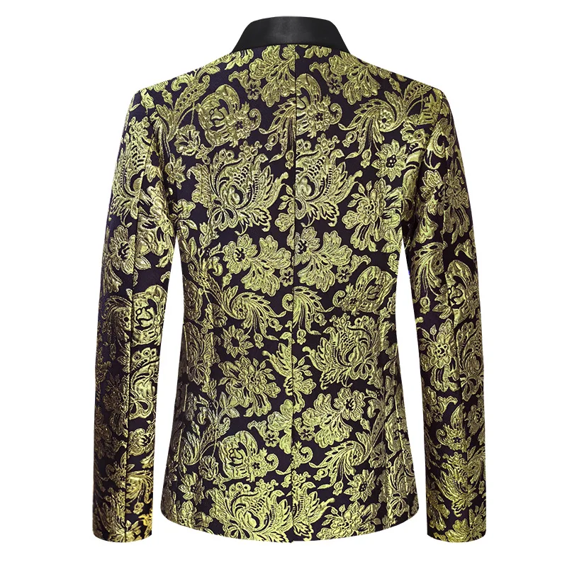 New Men Luxury Wedding Jacquard Suit Slim Fit Jacket Fashion Singer Host Party Stage Performance Trendy Dress Blazers Coats