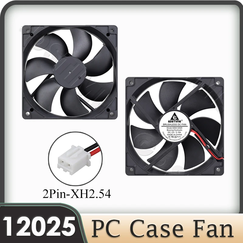 

Gdstime DC 12V 120mm 2Pin2.54 12025 Computer PC Case Cooler 12cm Hydraulic PC Fan 120x120x25mm High Air Flow 2000RPM Cooling Fan