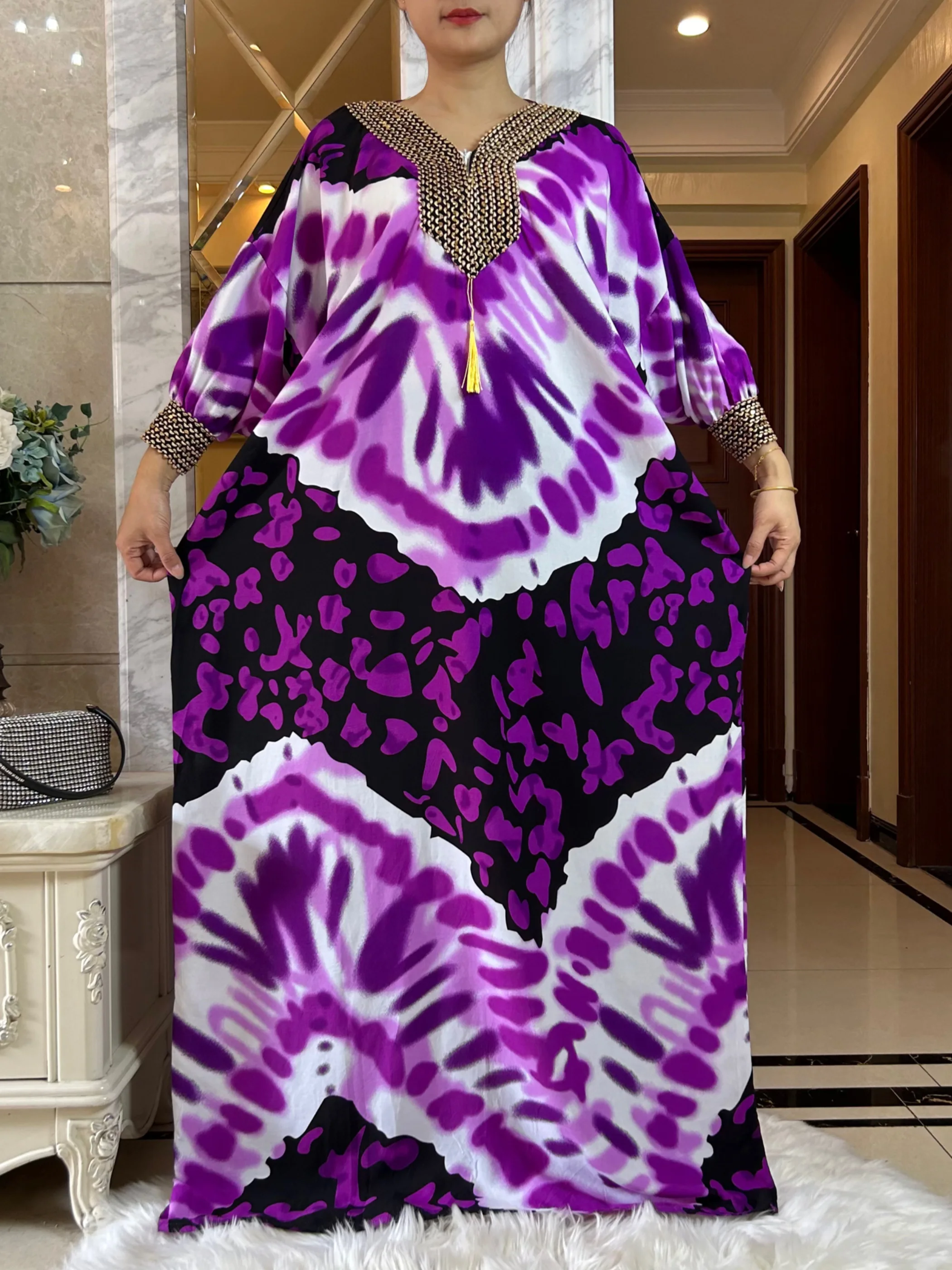 

2025Muslim Ramadan Abaya Long Sleeve AfricanPure Cotton Printed Fabric Loose Femme Robe Islamic Dresses With Oversize Scarf