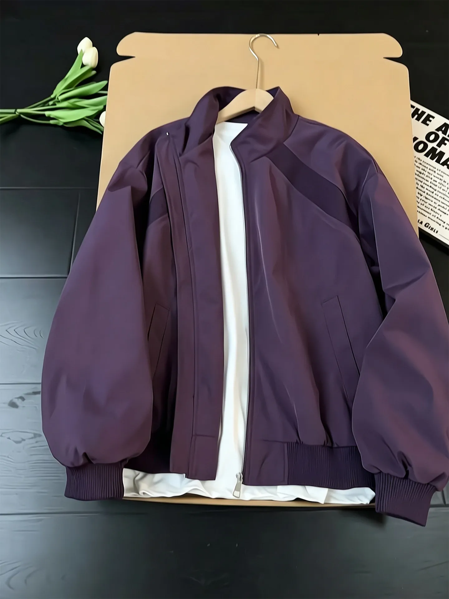 American Style Short Flight Jacket Men's Spring Autumn Ball Game Shirt CleanFit Workwear Coat Casual Loose Fit Youth Outerwear