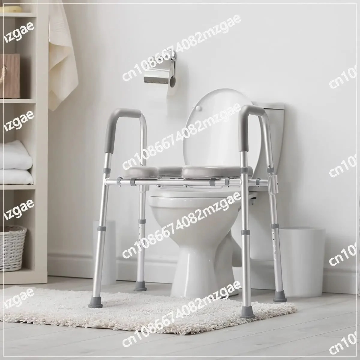 

Shower Chair for Seniors 4-in-1 Raised Toilet Seat Medical Bedside Commode Chair, Adjustable Toilet Safety Frame