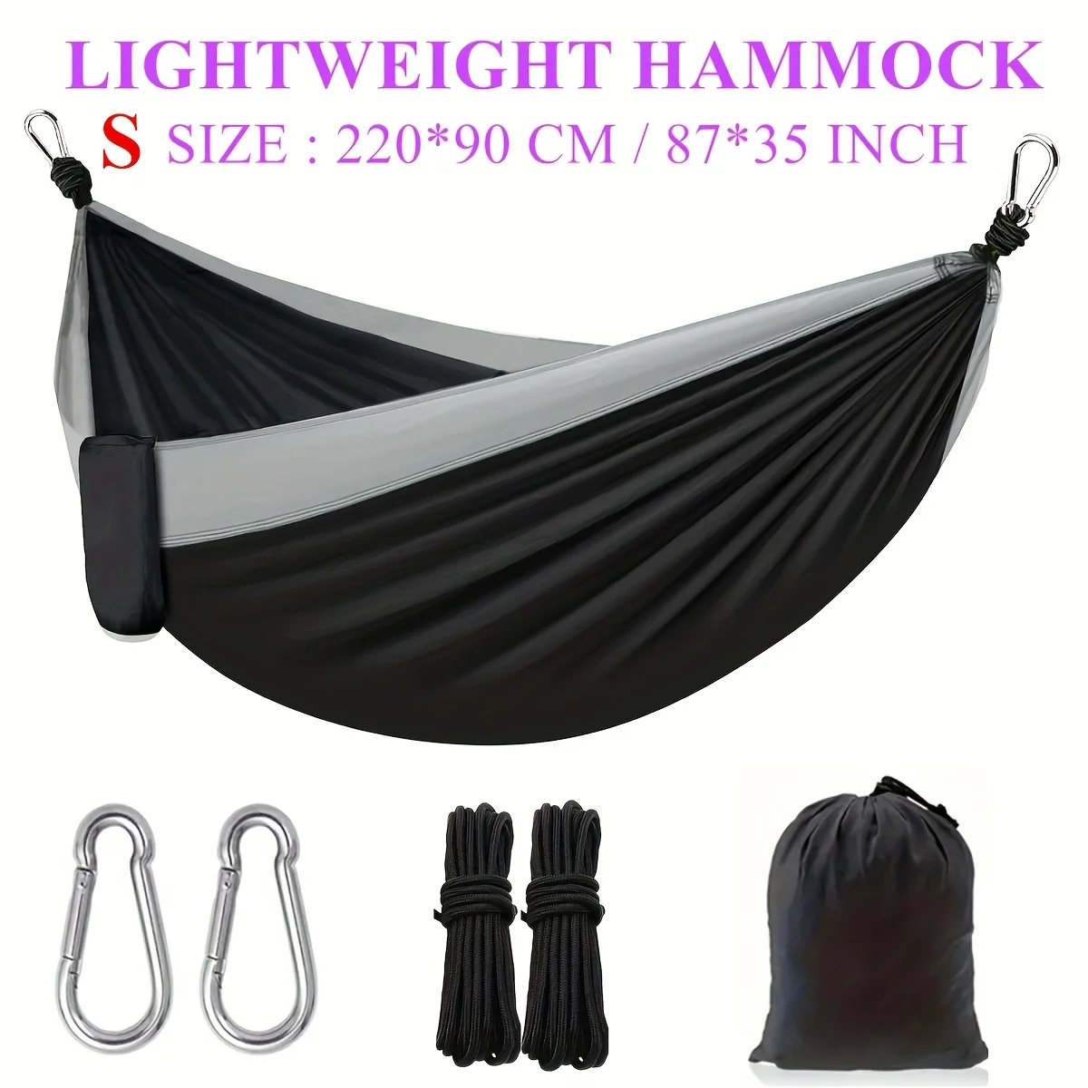 2025 New Two Tone Nylon Ultra Light Camping Hammock Portable Single Double Multiple Sizes Colors With Aluminum Hooks Ropes Bag
