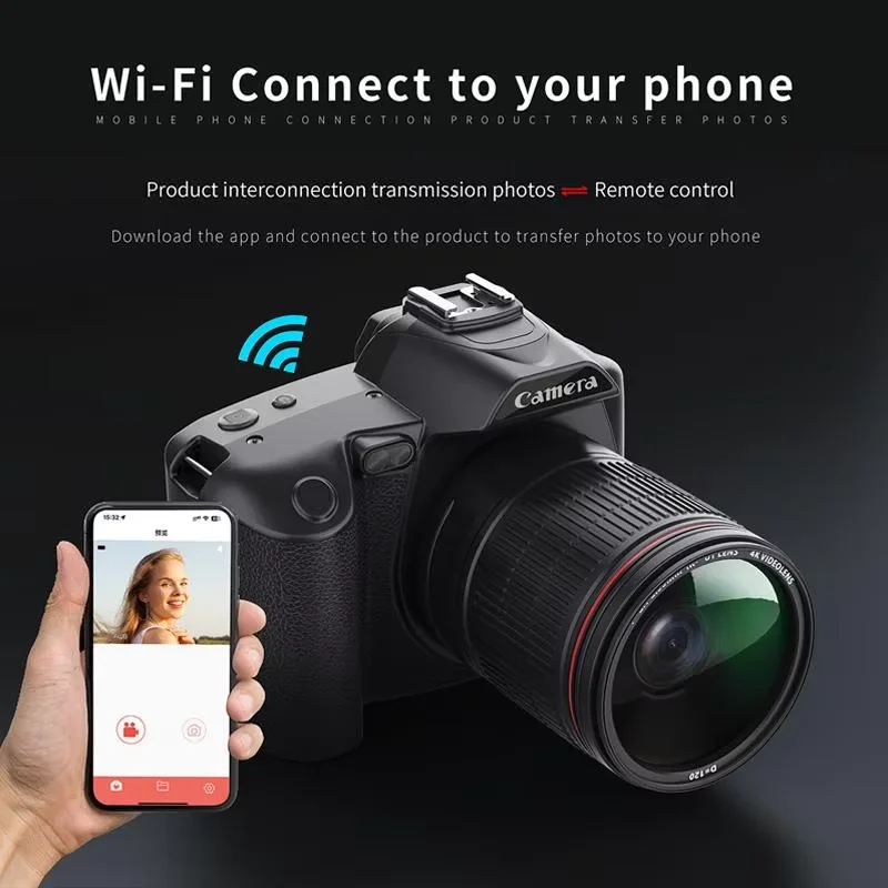 SKIG 4K WiFi Digital Camera 64MP Dual Lens 3-inch IPS Screen 16X Image Stabilization Zoom Night Vision Digital Camera
