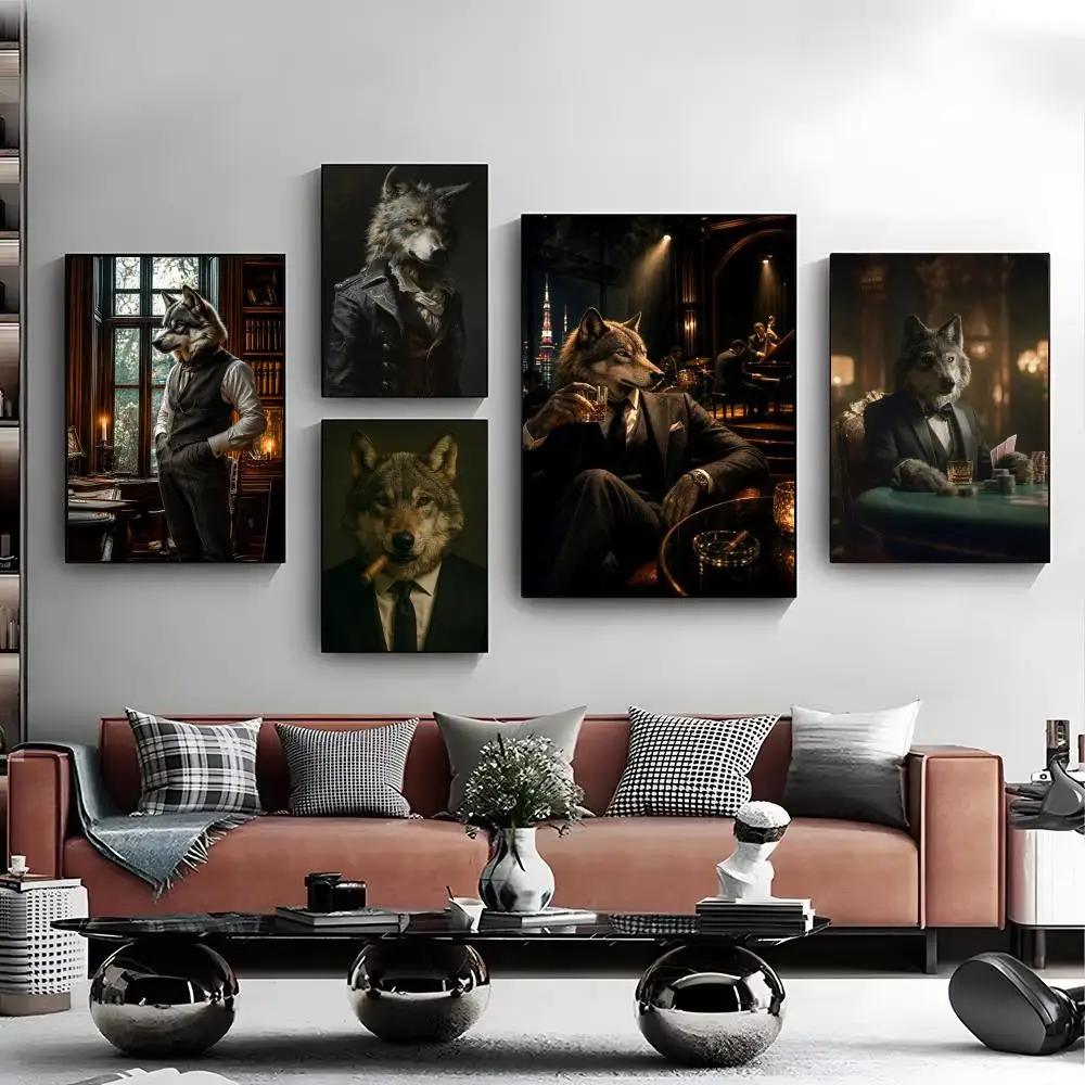 Wolf Luxury Suit Portraits Poster Modern Minimalist Wall Art Prints for Bedroom Living Room Room Decor Aesthetic Gift - view 2