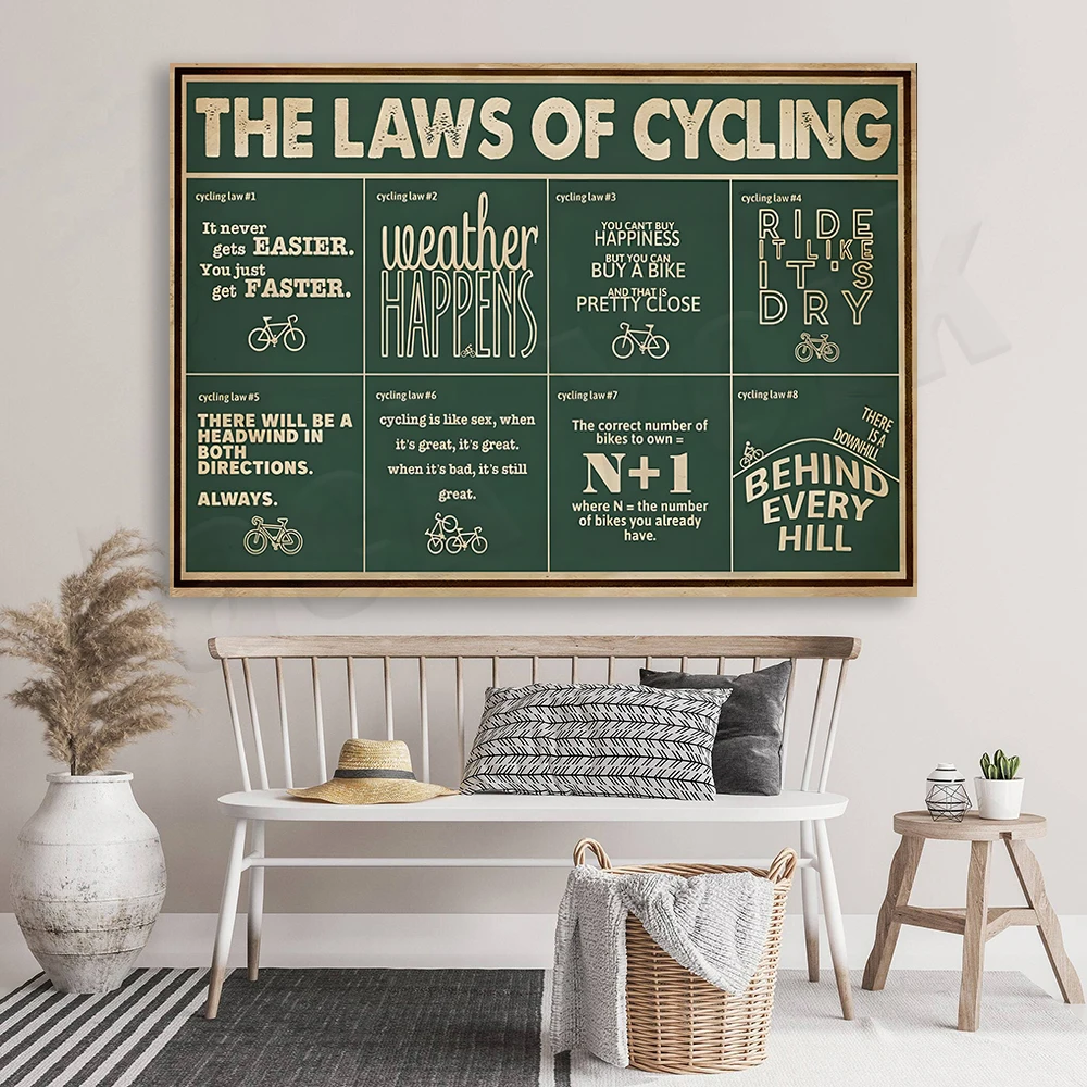 Bicycle Law Poster, Vintage Bicycle Poster, Cyclist Poster, Bicycle Wall Art, Cycling Lovers, Home Decor