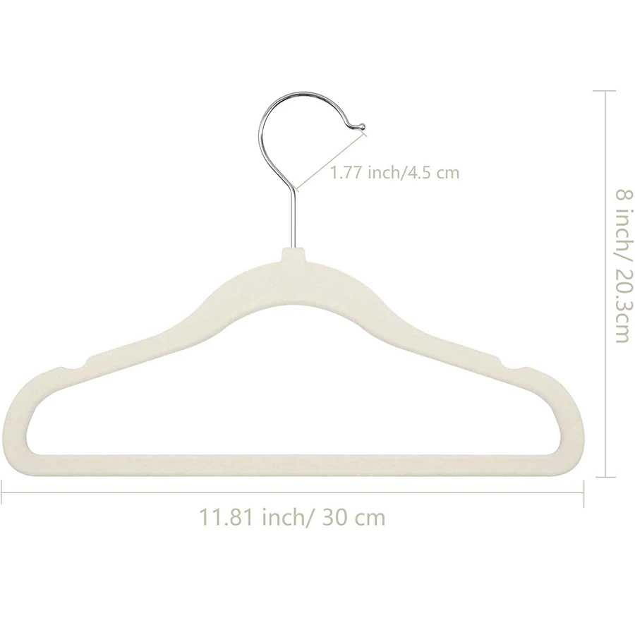 Pack of 10-Children\'s Velvet Non-Slip Hanger, Slim and Space Saving - 360° Swivel Hooks,Durable Junior Hanger