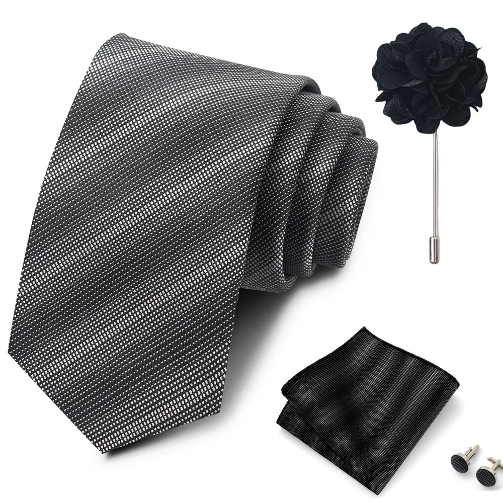 Großhandel Mode 8 cm Krawatten-Set, Krawatte, Einstecktuch, Manschettenknöpfe, Anstecknadel, Lila Paisley, Herren-Krawatten, passend als Geburtstagsgeschenk – Detail 24