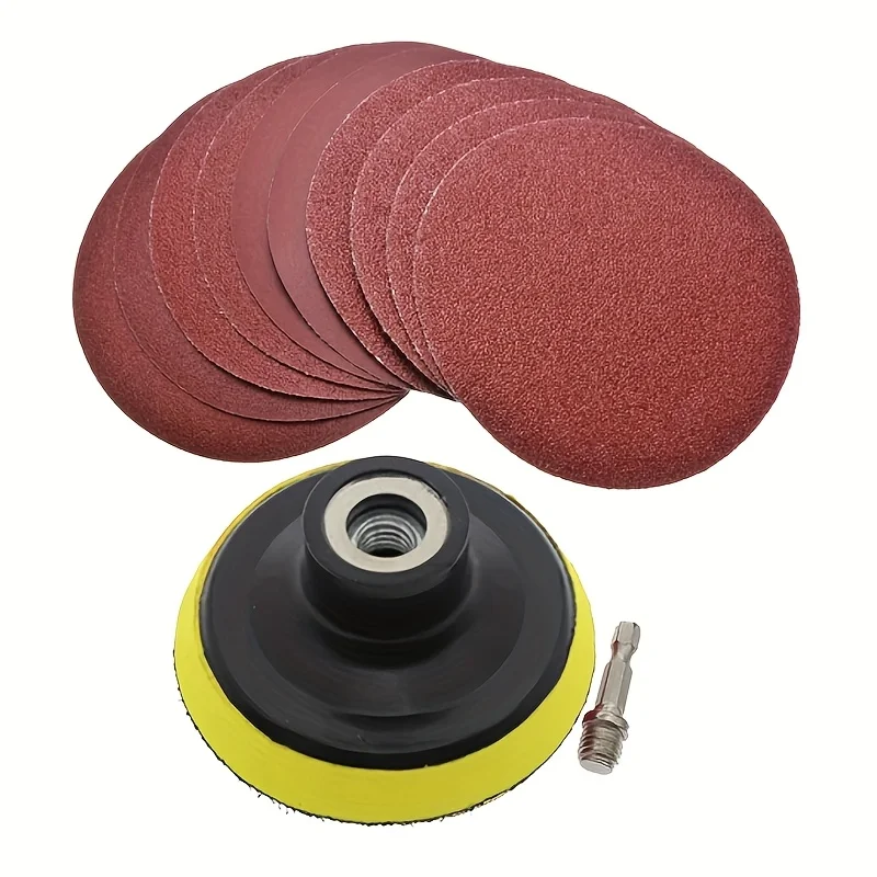 12개 세트 100mm 샌딩 디스크 60-240 그릿 사포 버핑 휠 훅앤루프 백킹 (샌딩 트레이용)
