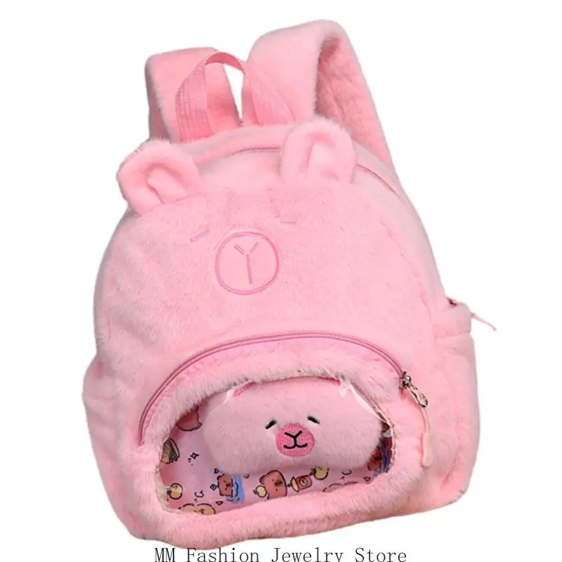 

Cartoon Capybara Plush Backpacks Rucksack Girl Ita Bag Plush School Bag Travel Daypack for Women Girl Camping Hiking
