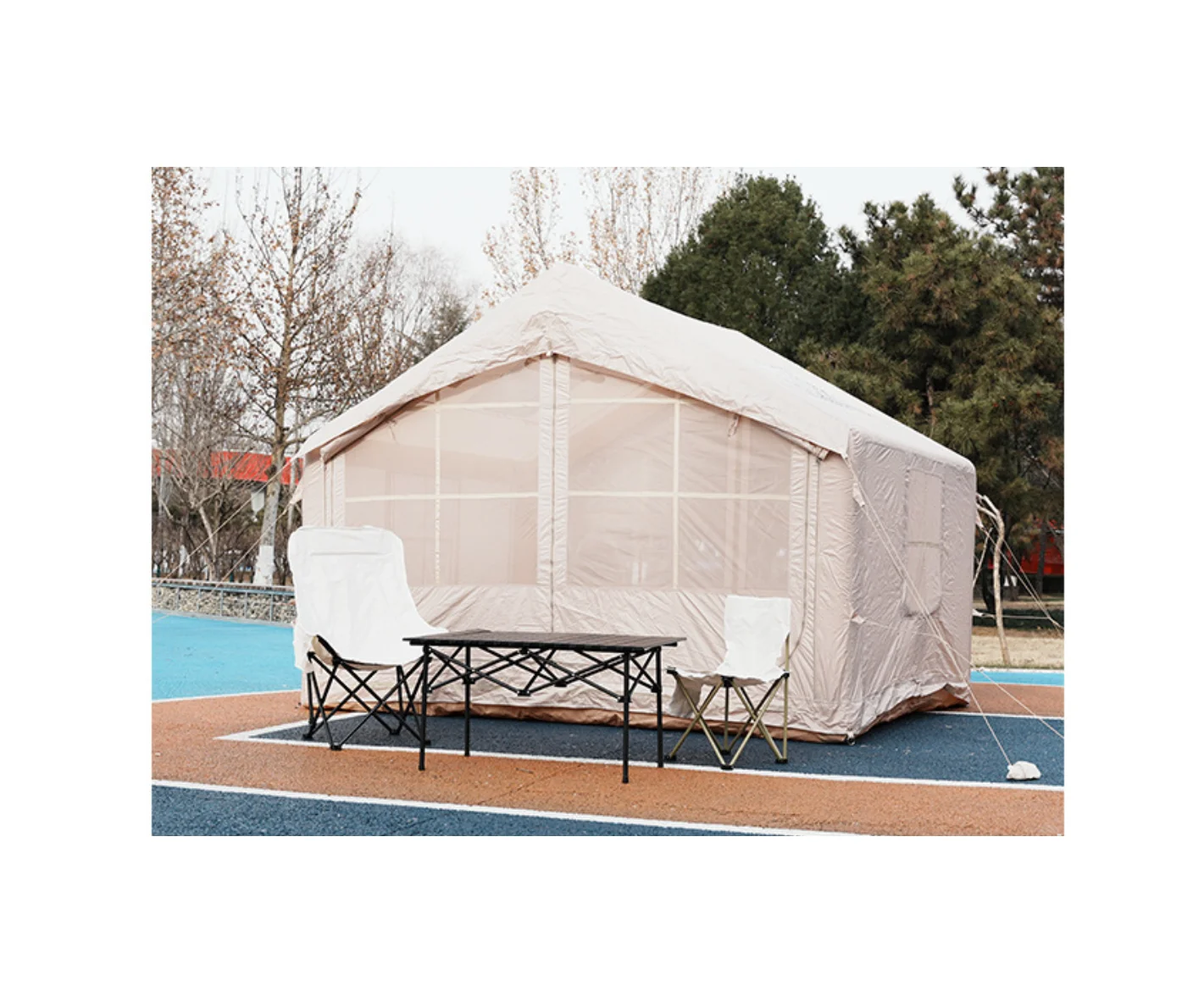 Outdoor Camping Inflatable Tent 7.5 M2 Double Big Doors Double Small Skylights
