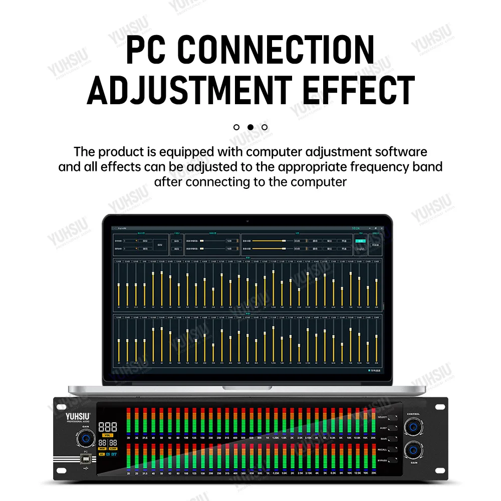 YUHSIU Professional Audio 31 Band Denoise Digital Equalizer Controll Karaoke Dj Sound Equipment For Stage Performance Family