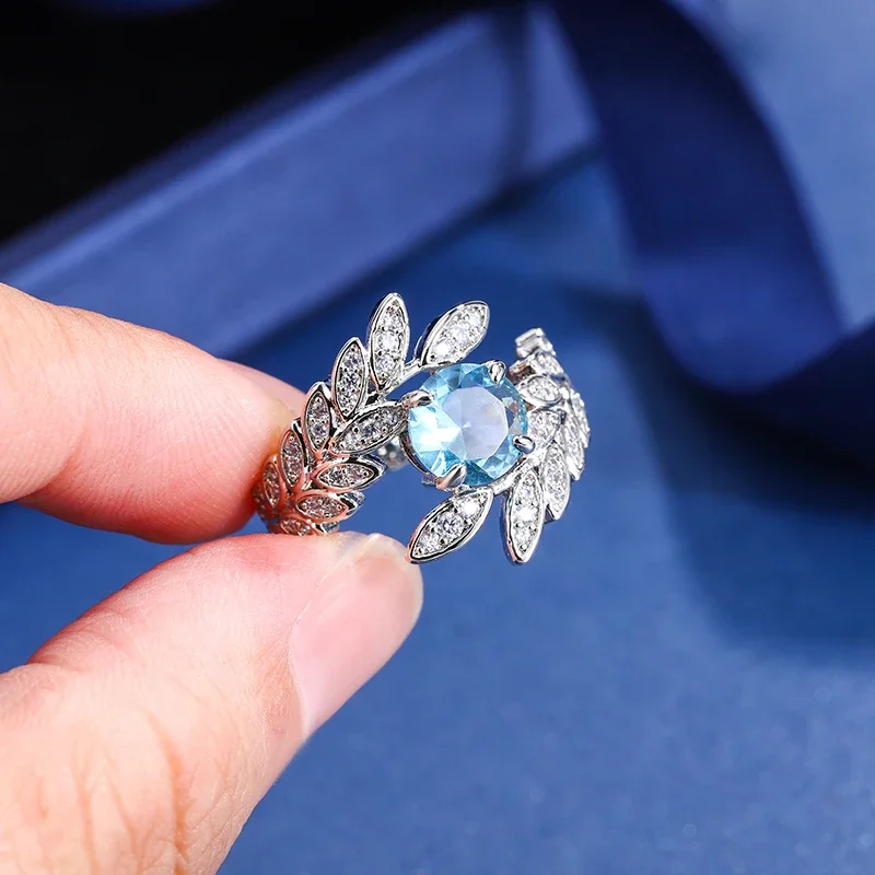 

925 Stamp Super Flash Peacock Feather Ring For Women Micro Set Full Diamond Zirconia Court Style Jewellery Party Gift