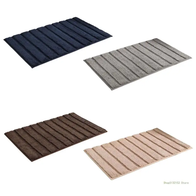 QX2E Soft Striped Bathroom Mat Strong Water Absorption NonSlip Bathroom Carpet