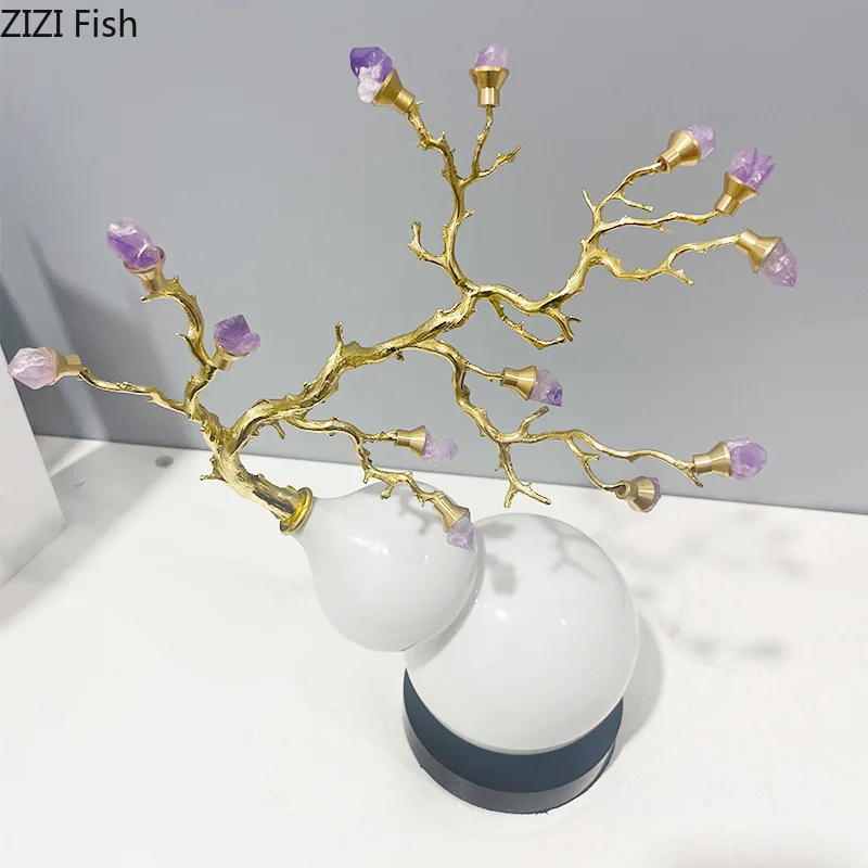 

Gold-plated Branches Gourd Luxury Ornaments Living Room Desk Decoration Feng Shui Home Decorations Crafts Room Aesthetic Decor