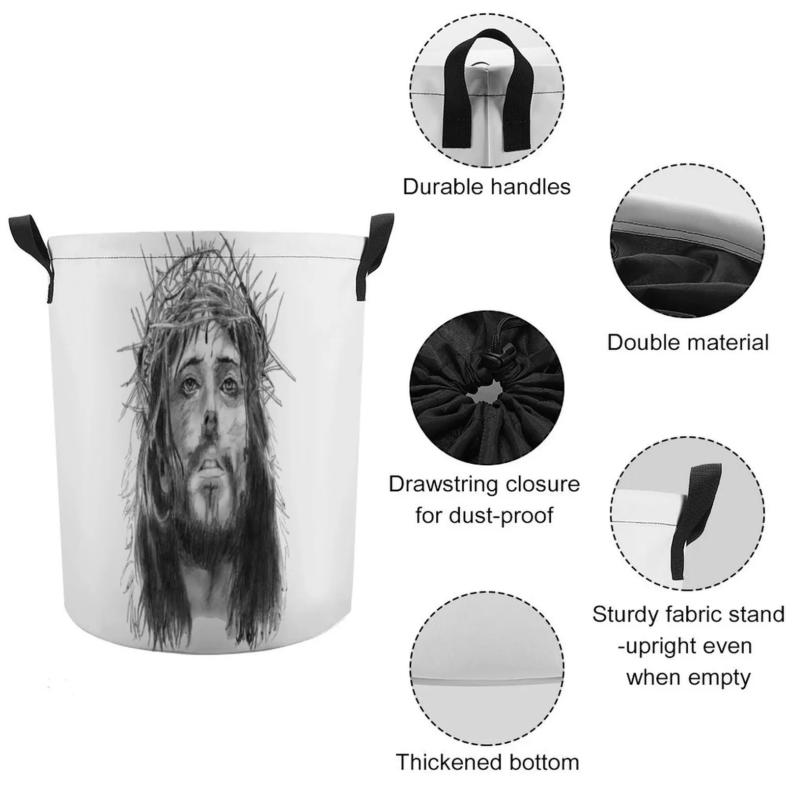 Jesus Christ Unisex Crewneck Sweatshirt Spreadshirt Tie Up Your Dirty Pocket Graphic Cool Laundry Basket Handle on Both Sides Ca image 4