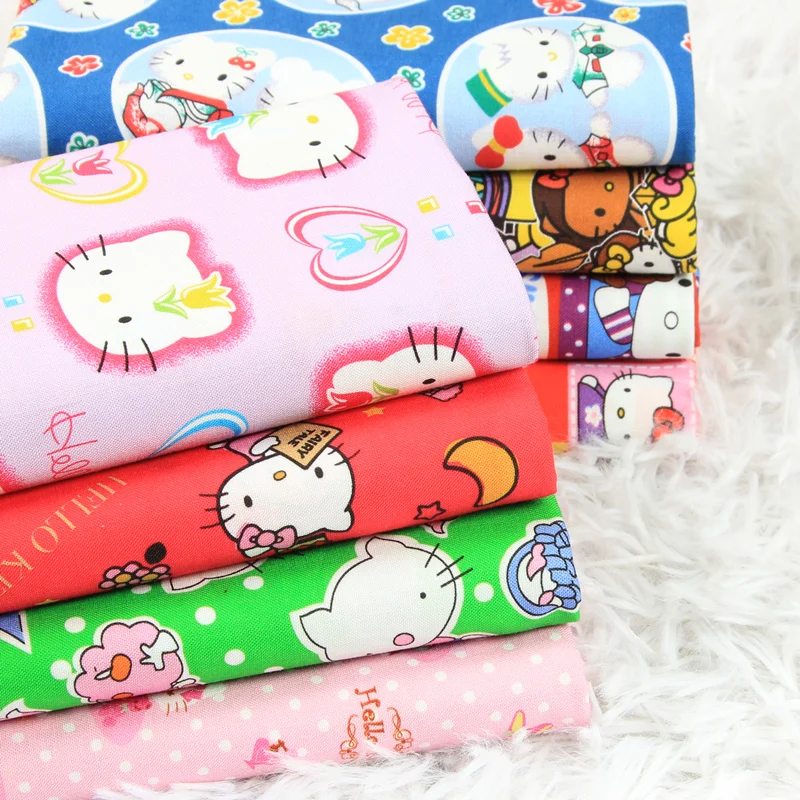 140cm Width Cartoon Hello Kitty High Quality 100 Cotton Fabric for  DIY Patchwork Textile Tissu Home Clothing Sew Material