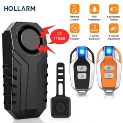 Allarme vibrazione bicicletta wireless Hollarm IP55 Allarme moto impermeabile Sistema di allarme rilevatore bici antifurto con telecomando