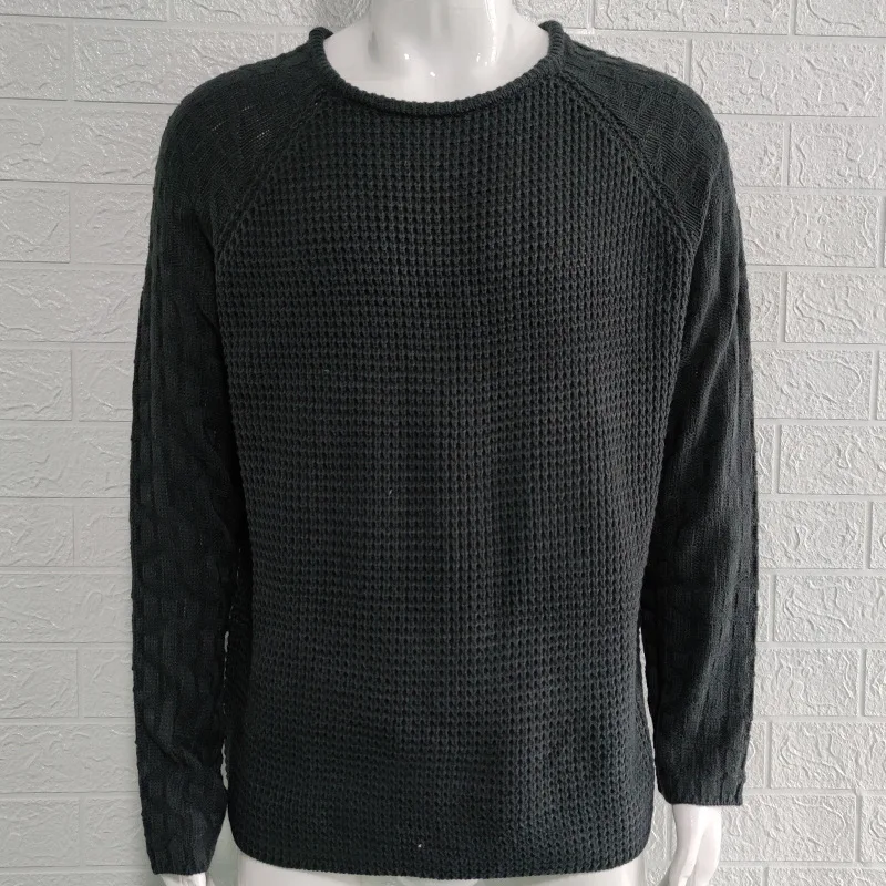 Men's Sweater Spring And Autumn New Slim Solid Color Pullover Casual Large Size Sweater