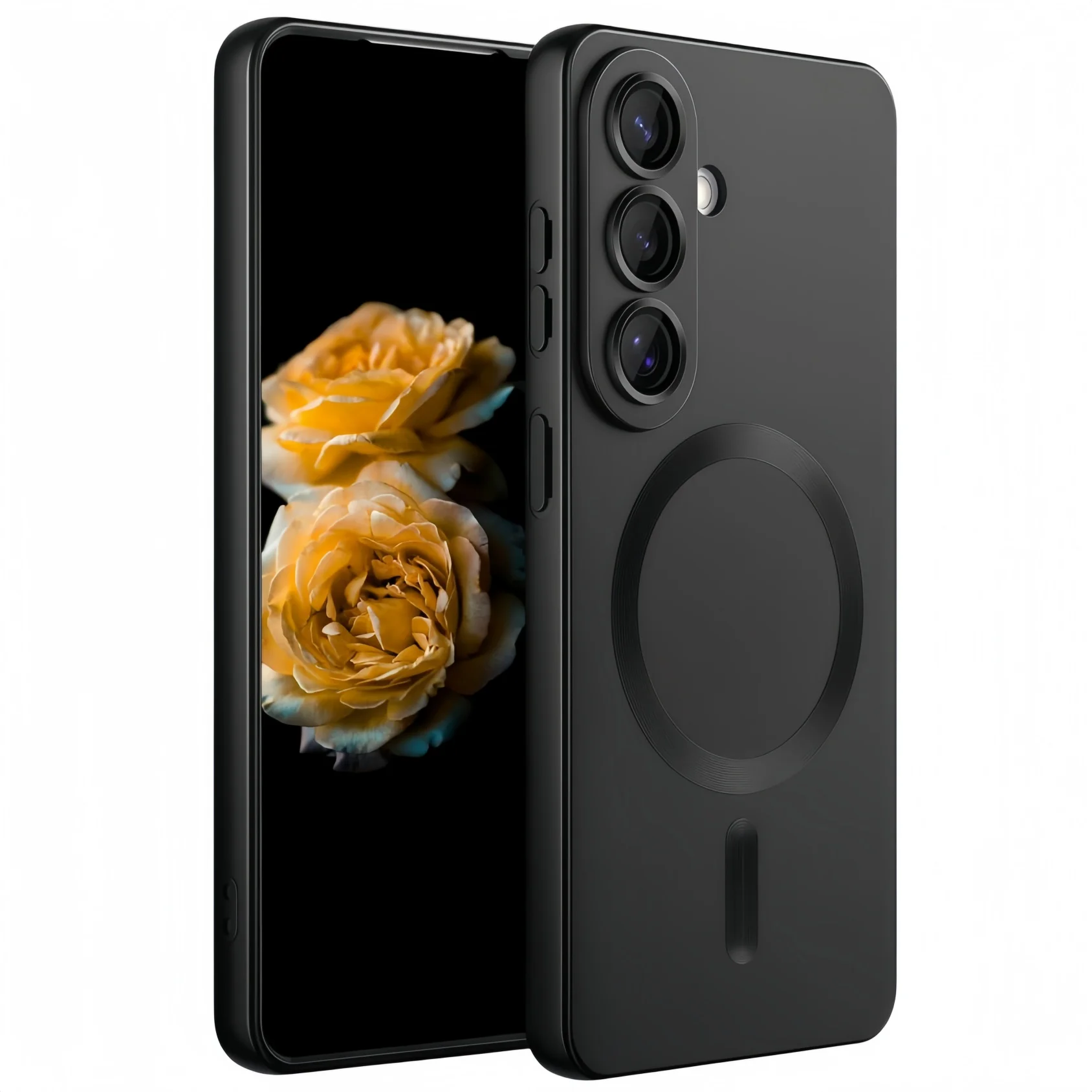 Protective Magnetic Case for Samsung Galaxy S25 FE Built-in Camera Lens Cover, Slim Shockproof Cover with Metallic Finish