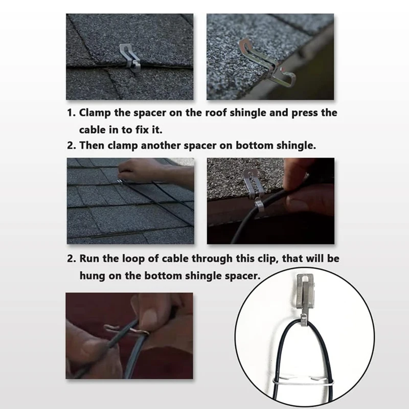 Roof De-Icing Heat Cable Clips And Spacers Kits, Gutter Pipe Ice Melt Insulation Support For Melting Snow(38+32 Pcs)