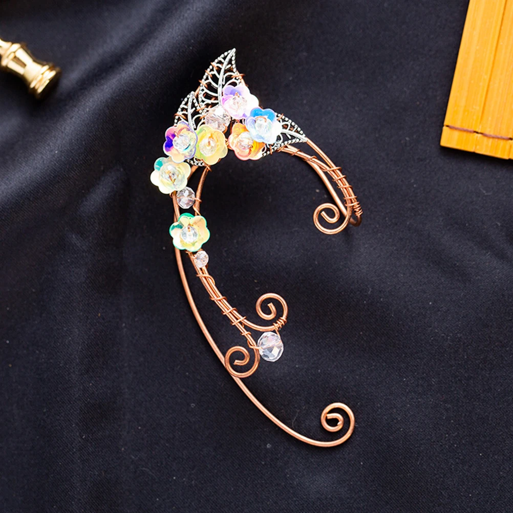 

Colorful Elf Ear Cuffs Non Piercing Lightweight Copper Earrings for Women Cosplay Props Elf Theme Costume Accessories