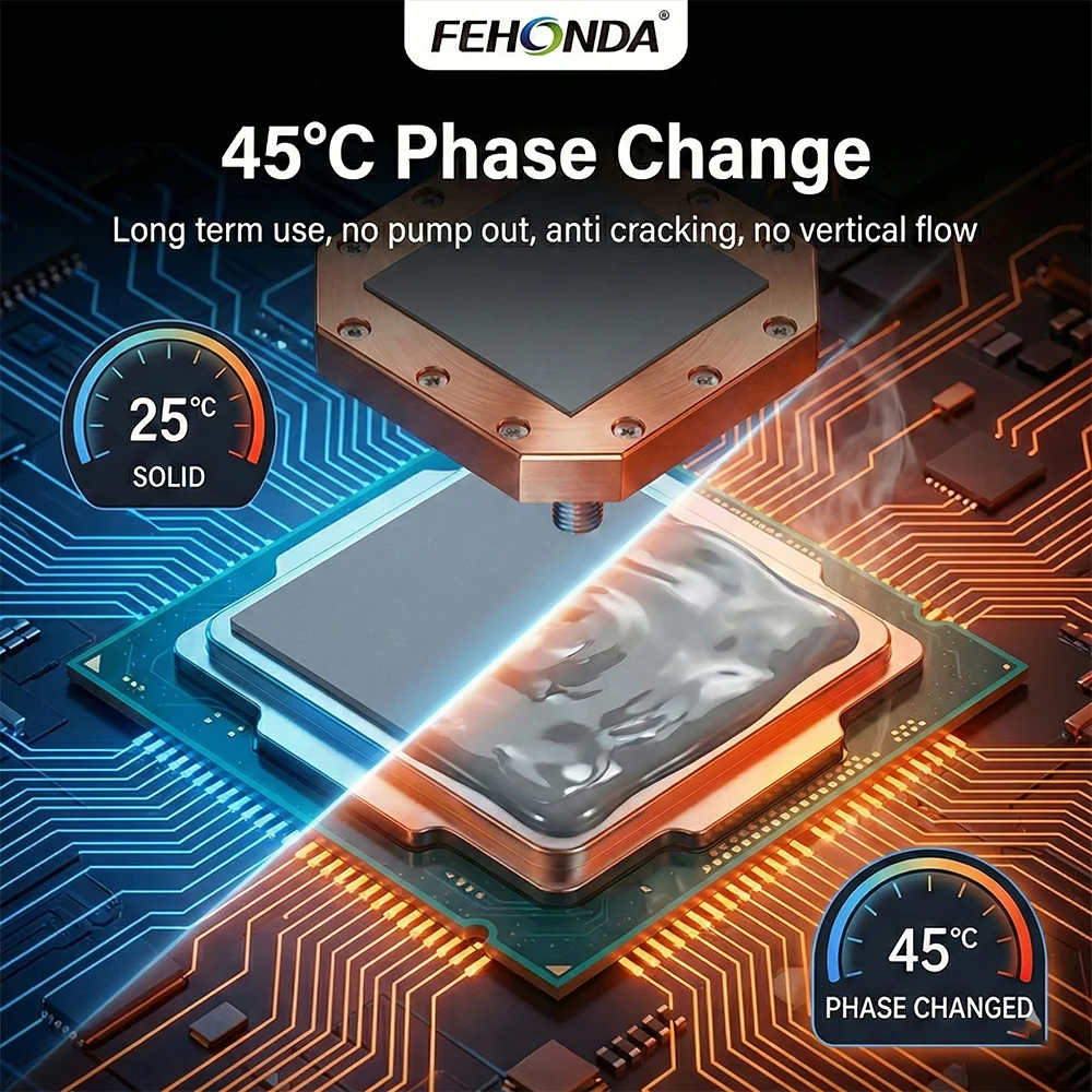 FEHONDA PCM8990 Phase Change Thermal Pad 8.5W/mk Heatsink Cooling Thermal Pad for CPU GPU PS5 Phase Change Pad 0.25mm PTM7950