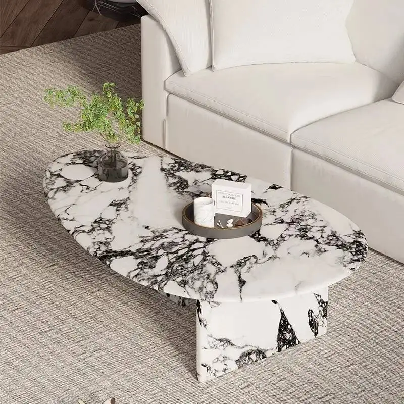 

Table "2025 Coffee French - Cream Calacatta Gold Vein Marble Irregular Shape, Luxury Small Living Room Centerpiece"