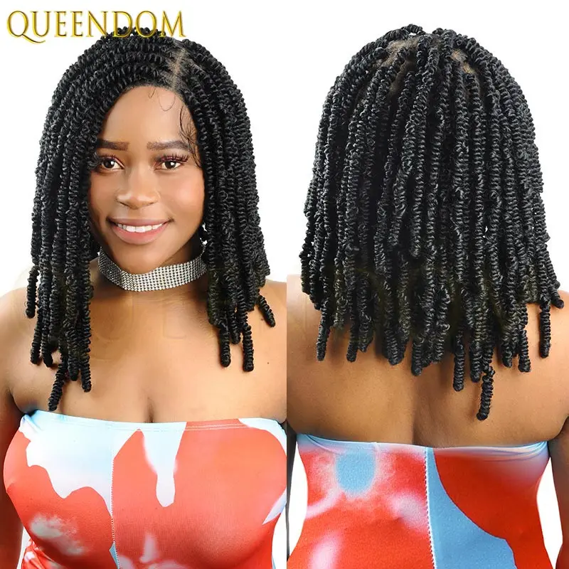 12 '' Sintético Elastico Torção Trança Peruca Full Lace Faux Locs para Mulheres Negras Peruca de Cabelo Natural