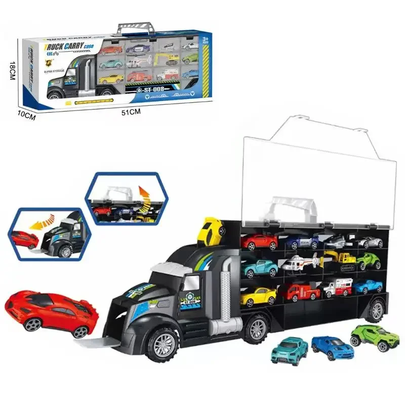 Car Model Set Children's Engineering Truck Tractor Front Can Slide The Front of The Container Truck Car Storage Toy Car