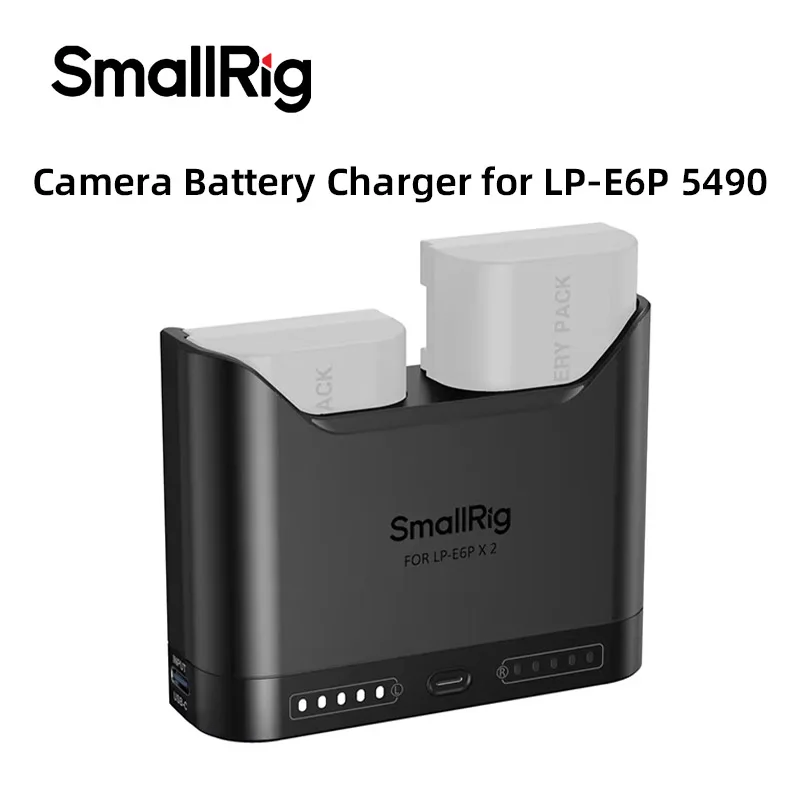 SmallRig LP-E6P LP-E6NH LP-E6N LP-E6 2h Dual Slot Camera Battery Charger for Canon EOS R6 Mark III R5 Mark II R7 5D Mark II