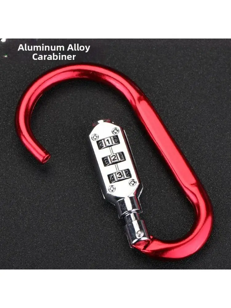 AliExpress NONE Aluminum Alloy D Shape Carabiner Hook With 3 Digit Combination Lock For Travel Backpack Helmet Bike Basket Security Gear