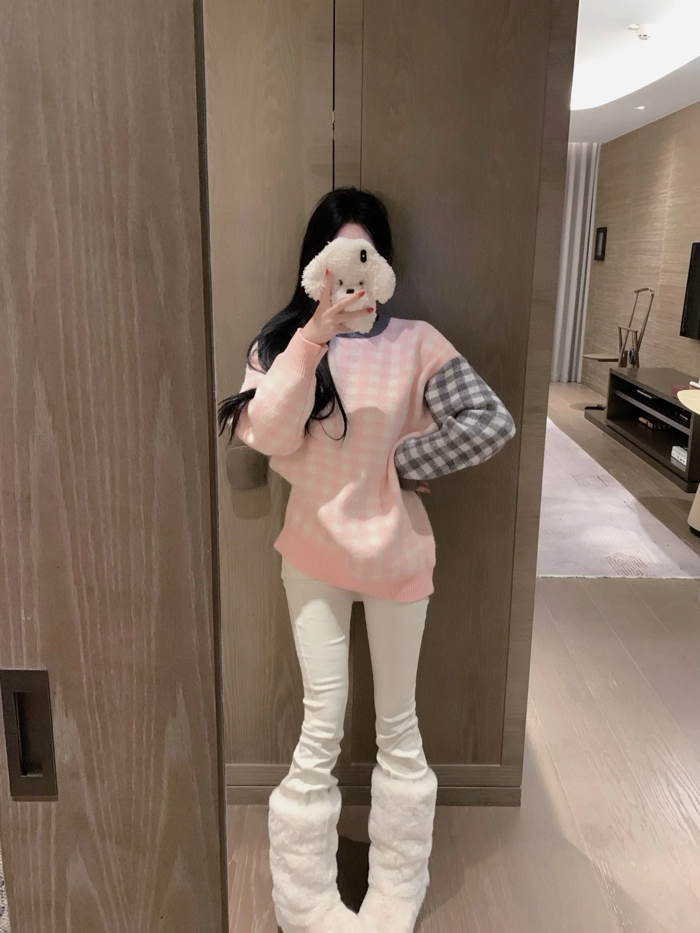 

Heavy Embroidery Knitted Sweater Women's Long Sle Cotton Wool Blend Cheered Patterned Top Sweet Sle Casual Loose Fit